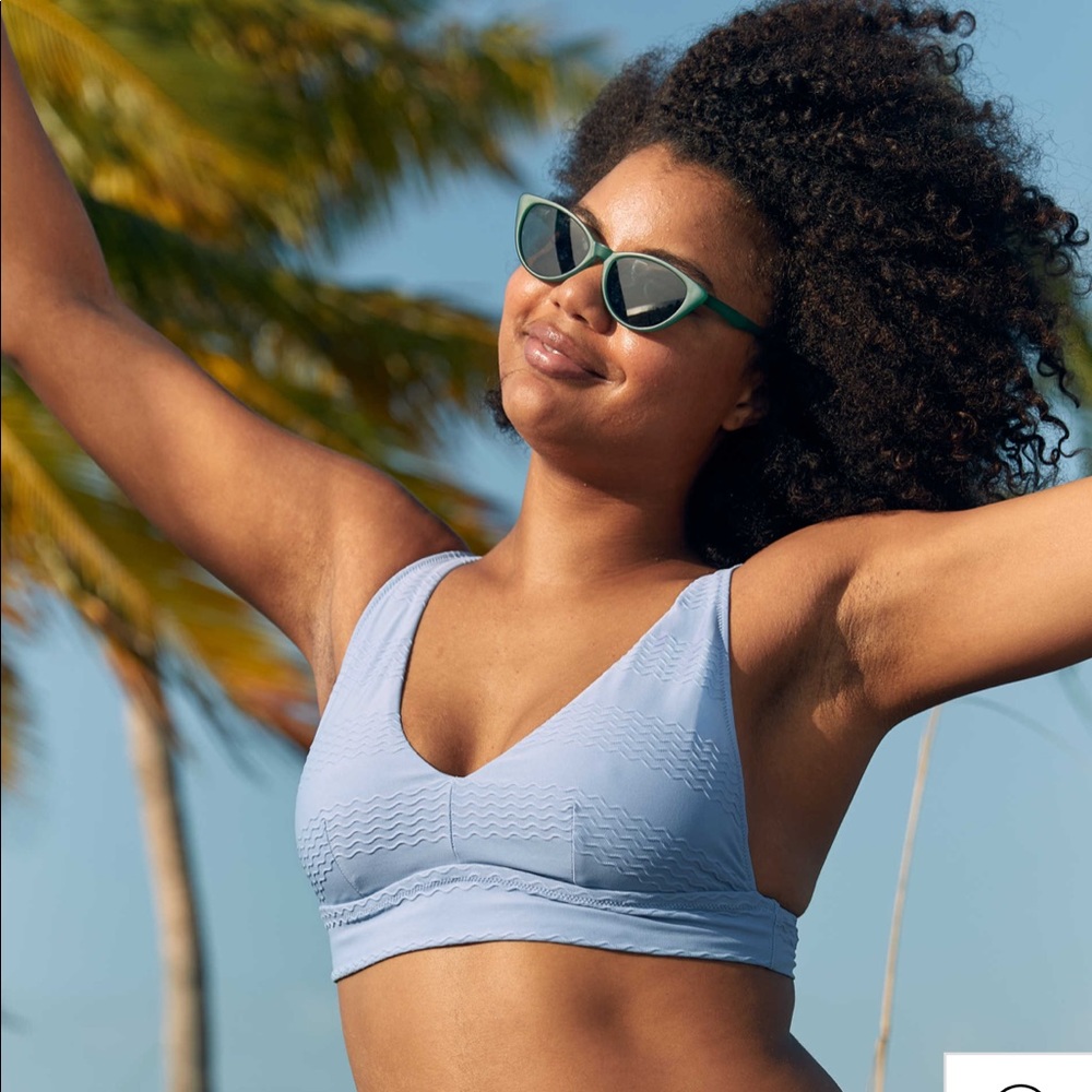 Aerie Jacquard Longline V Scoop Bikini Top